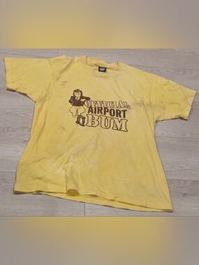 Thrashed Vintage Single Stitch "Official Airport BUM Yellow Graphic Tee
